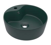 Vidaxl Lavabo De Luxe Avec Trop-Plein Vert Foncé Mat 36x13cm Céramique Vert