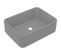 vidaXL Vasque à poser Lavabo de luxe rectangulaire 41x30x12 cm gris clair mat céramique