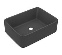 vidaXL Vasque à poser Lavabo de luxe rectangulaire céramique gris foncé mat 41x30x12 cm