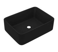 vidaXL Lavabo de Luxe Vasque à Poser de Toilette Lave-mains de Salle de Bain Salle Cosmétique Rectangulaire Noir Mat 147052 Noir G
