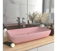 Lavabo de Luxe Rectangulaire Vasque à Poser de Toilette Lave-mains de Salle de Bain Salle Cosmétique Maison Rose Mat 146955
