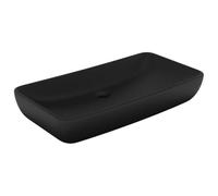 vidaXL Lavabo de Luxe Rectangulaire Vasque à Poser de Toilette Lave-Mains de Salle de Bain Salle Cosmétique Maison Noir Mat 71x38 cm Céramique