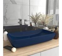 vidaXL Lavabo de luxe rectangulaire Bleu foncé mat 71x38 cm Céramique