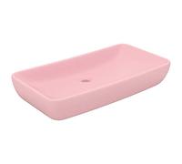 vidaXL Lavabo de Luxe Rectangulaire Vasque à Poser de Toilette Lave-mains de Salle de Bain Salle Cosmétique Maison Rose Mat 71x38 cm Céramique