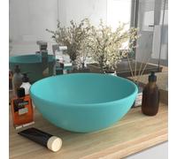 vidaXL Lavabo de luxe Rond Mat Vert clair 32,5x14 cm Céramique