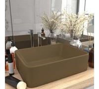 vidaXL Lavabo de Luxe Vasque à Poser de Toilette Lave-mains de Salle de Bain Salle Cosmétique Rectangulaire Crème Mat 147051 Beige G