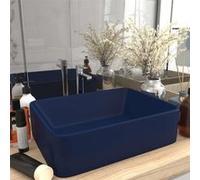 Lavabo de Luxe Vasque à Poser de Toilette Lave-mains de Salle de Bain Salle Cosmétique Rectangulaire Bleu Foncé Mat 147045