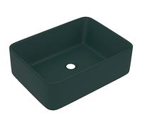 vidaXL Lavabo de Luxe Vasque à Poser de Toilette Lave-mains de Salle de Bain Salle Cosmétique Rectangulaire Vert Foncé Mat 41x30x12 cm Céramique