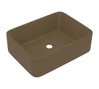 vidaXL Lavabo de Luxe Vasque à Poser de Toilette Lave-mains de Salle de Bain Salle Cosmétique Rectangulaire Crème Mat 41x30x12 cm Céramique