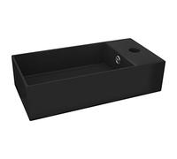 vidaXL Lavabo de Salle de Bain avec Trop-Plein Vasque à Poser de Toilette Lave-Mains de Salle de Bain Cuisine Maison Intérieur Céramique Noir Mat