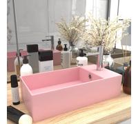 vidaXL Lavabo de salle de bain Vasque à poser Céramique avec trop-plein Rose