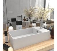 vidaXL Lavabo de salle de bain 146987 – Vasque à poser avec trop-plein – Céramique blanc mat