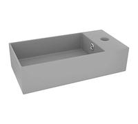 vidaXL Lavabo de Salle de Bain avec Trop-plein Vasque à Poser de Toilette Lave-mains de Salle de Bain Cuisine Maison Intérieur Céramique Gris Clair