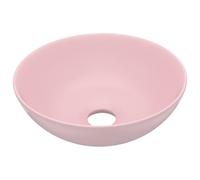 Lavabo de Salle de Bain Rond Vasque à Poser de Toilette Lave-mains de Cuisine Salle Cosmétique Maison Intérieur Céramique Rose Mat