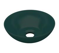 vidaXL Lavabo de salle de bain Céramique Vert foncé Rond