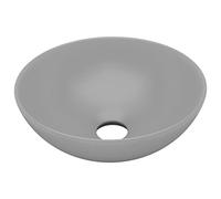 vidaXL Lavabo de Salle de Bain Rond Vasque à Poser de Toilette Lave-mains de Cuisine Salle Cosmétique Maison Intérieur Céramique Gris Clair