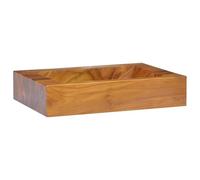 vidaXL Lavabo de Salle d'eau Vasque à Poser de Toilette Lave-Mains de Salle de Bain Lavabo de Salle d'eau Intérieur 50x35x10 cm Bois de Teck Massif