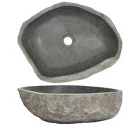vidaXL Lavabo de salle de bain ovale en pierre naturelle 45-53x34-41x15 cm