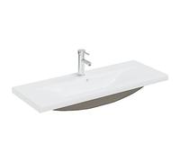 vidaXL Lavabo Encastré avec Robinet Vasque à Poser de Toilette Lave-mains de Salle de Bain Lavabo de Salle d'Eau Intérieur 101x39x18cm Céramique Blanc