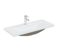 vidaXL Lavabo encastré avec robinet 91x39x18 cm céramique blanc