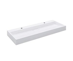 vidaXL Lavabo Lave-Mains Vasque à Poser Evier Vasque à Monter Salle de Bain Intérieur Salle d'Eau Cabine de Toilette Maison 120x46x11 cm Fonte Minérale