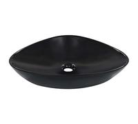 vidaXL Lavabo Lave-Mains Vasque à Poser Monter Salle de Bain Intérieur Salle d'Eau Cabine de Toilette Maison 58,5x39x14 cm Céramique Noir