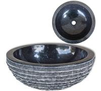 vidaXL Lavabo Marbre 40cm Noir Vasque Pierre Naturelle Lave-Main Salle de Bain