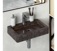 Lavabo Mural avec Installation Double et Technologie Nano-Seal Noir 38x24x6,5 cm Marbre