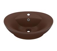 Vidaxl Lavabo Ovale À Trop-Plein Marron Foncé Mat 58,5x39 Cm Céramique