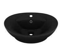vidaXL Lavabo ovale de luxe à trop-plein Noir mat 58,5x39 cm Céramique