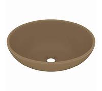 vidaXL Lavabo ovale de luxe céramique crème mat 40 x 33 cm