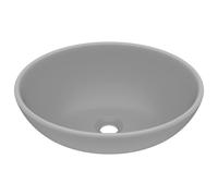 Vidaxl Lavabo Ovale De Luxe Gris Clair Mat 40x33 Cm Céramique