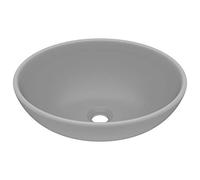 vidaXL Lavabo ovale de Luxe – Vasque à poser céramique gris clair mat 40x33 cm