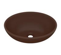 Vidaxl Lavabo Ovale De Luxe Marron Foncé Mat 40x33 Cm Céramique