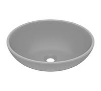 Vidaxl Lavabo Ovale De Luxe Gris Clair Mat 40x33 Cm Céramique