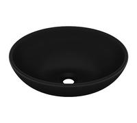 vidaXL Lavabo Ovale de Luxe Vasque à Poser de Toilette Lave-mains de Salle de Bain Salle Cosmétique Maison Intérieur Noir Mat 40x33 cm Céramique