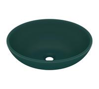 Vidaxl Lavabo Ovale De Luxe Vert Foncé Mat 40x33 Cm Céramique