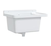 vidaXL Lavabo pour montage murale blanc 50x35x24 cm résine, lavabo utilitaire, lavabo de salle de bain, lavabo de bain, lavabos utilitaires