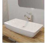 vidaXL Lavabo rectangulaire en céramique blanc 71 x 39 cm