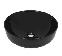 vidaXL Lavabo rond en céramique noir 41,5 x 13,5 cm – Vasque salle de bain/toilette