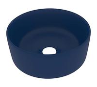 vidaXL Lavabo rond de luxe Bleu foncé mat 40x15 cm Céramique