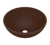 vidaXL Lavabo Rond de Luxe de Salle de Bain Vasque à Poser de Toilette Lave-mains Salle Cosmétique Intérieur Marron Foncé Mat 32,5x14 cm Céramique