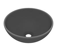 vidaXL Lavabo Rond de Luxe de Salle de Bain Vasque à Poser de Toilette Lave-Mains Salle Cosmétique Intérieur Gris Foncé Mat 32,5x14 cm Céramique