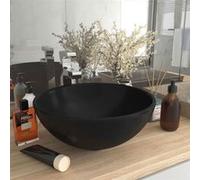 Lavabo Rond de Luxe de Salle de Bain Vasque à Poser de Toilette Lave-mains Salle Cosmétique Intérieur Noir Mat 146975