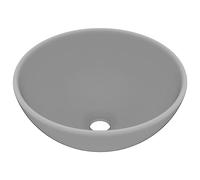vidaXL Lavabo Rond de Luxe de Salle de Bain Vasque à Poser de Toilette Lave-Mains Salle Cosmétique Intérieur Gris Clair Mat 32,5x14 cm Céramique