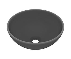 vidaXL Lavabo rond de luxe de salle Gris foncé mat 32,5x14cm Céramique