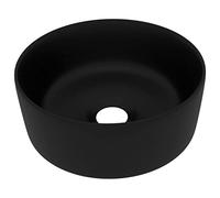 vidaXL Lavabo Rond de Luxe Vasque à Poser de Toilette Lave-mains de Salle de Bain Vestiaire Cuisine Maison Intérieur Noir Mat 40x15 cm Céramique