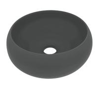 vidaXL Lavabo Rond de Luxe Vasque à Poser de Toilette Lave-mains de Salle de Bain Cuisine Vestiaire Maison Intérieur Gris Foncé Mat 40x15 cm Céramique