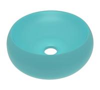 vidaXL Lavabo Rond de Luxe Vasque à Poser de Toilette Lave-Mains de Salle de Bain Cuisine Vestiaire Maison Intérieur Vert Clair Mat 40x15 cm Céramique