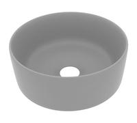 vidaXL Lavabo Rond de Luxe Vasque à Poser de Toilette Lave-mains de Salle de Bain Vestiaire Cuisine Maison Intérieur Gris Clair Mat 40x15 cm Céramique